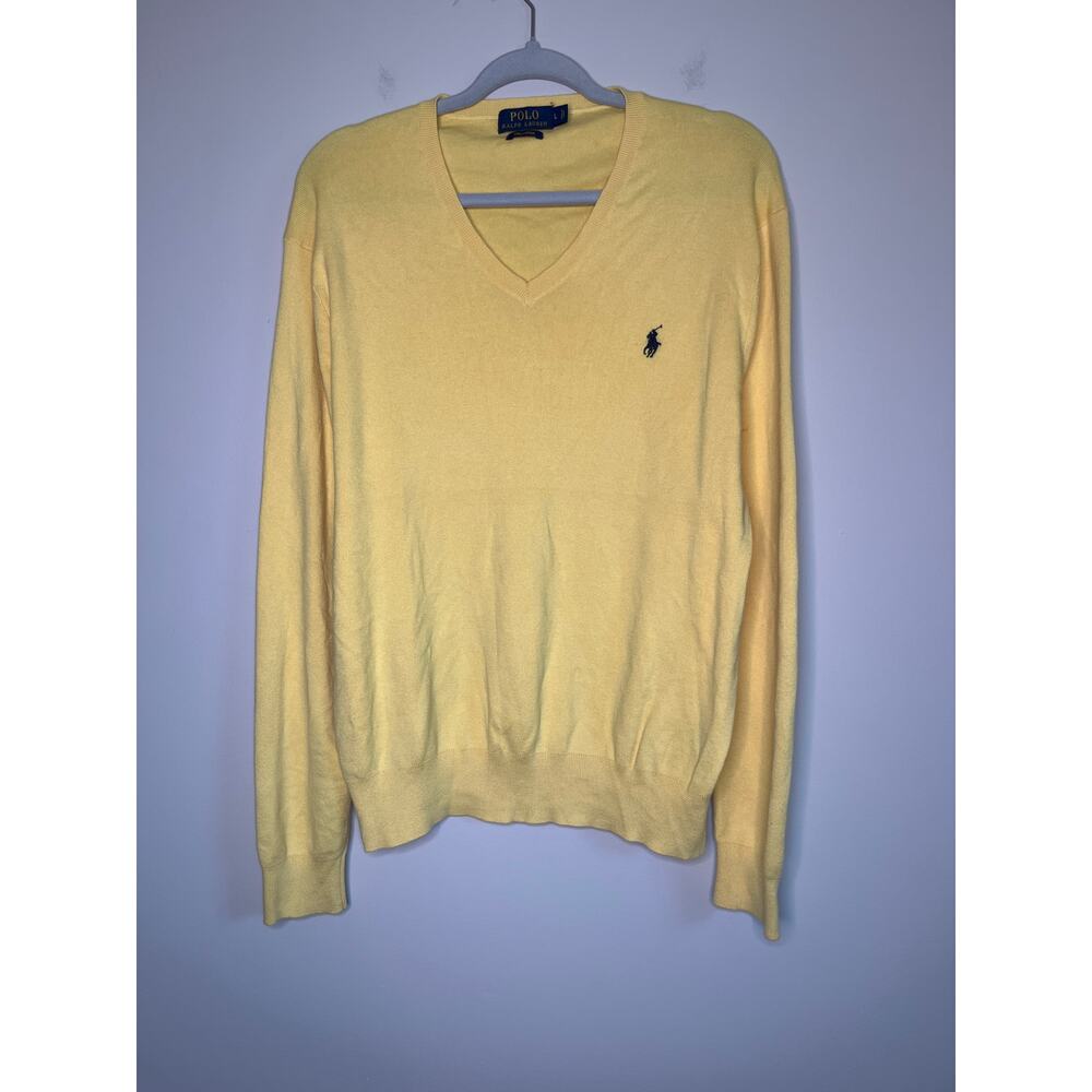 Polo Ralph Lauren Butter Yellow Pima Capsule Minimalist Old Money Prep Sweater L